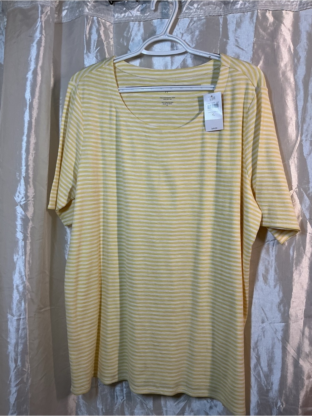 J. Jill Yellow and White Striped Short-Sleeve Tee